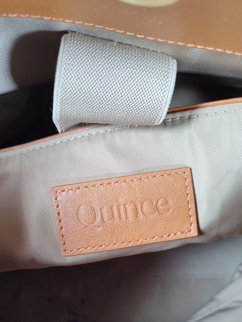 Quince Classic Italian Leather Tote in Cognac - Picture 12 of 16